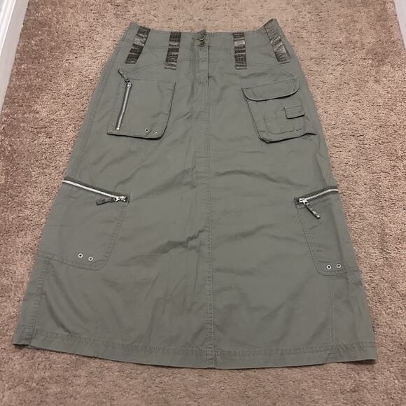 ESPRIT Vintage Size 3/4 (29” Waist) Army Green Eleven Pocket Cargo Skirt Y2K